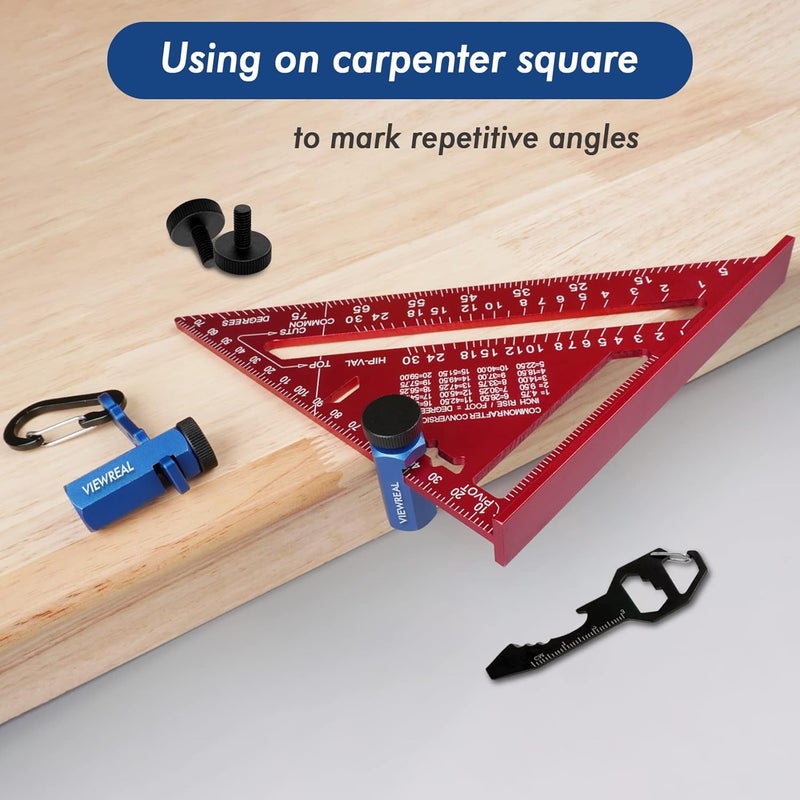 ViewReal Extra Tall Stair Gauges Set with Holder, Speed Square for Framing & Rafter Layout, Non-Slip Guide for Circular Saw & Carpentry Squares - Image 4